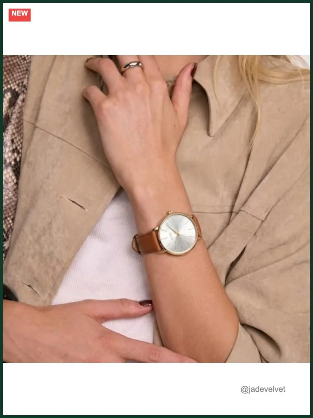 Women's Minimalist Analog Leather Quartz Watch - Large Face, Waterproof